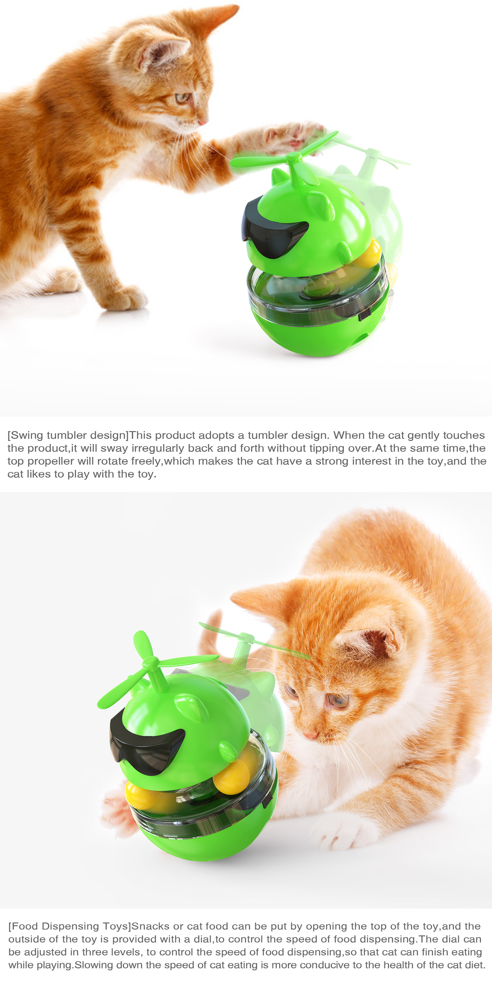 Cat Tumbler Interactive Pet Toys Laser Light USB Charging ODM 512g