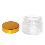 Mirror Finish Golden Colored Lid Transparent Glass Cream Jars 30g Portable
