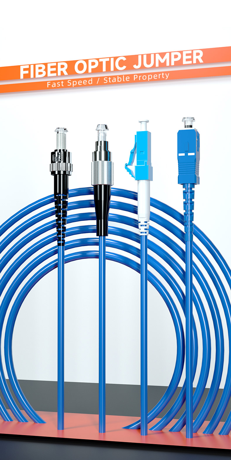 PVC Armored Fiber Optic Patch Cord LC/UPC-FC/UPC Connector Single Mode Simplex 3.0 1M-10M