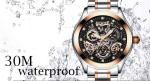 KINYUED J062 oem waterproof custom logo leather fashion tourbillon skeleton