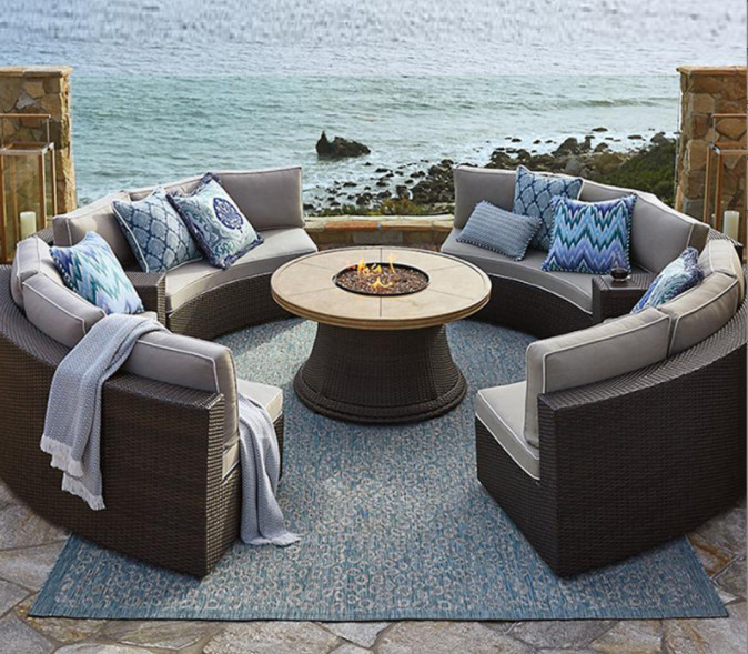 Outdoor Leisure Courtyard Villa Garden Outdoor Arc-Shaped Combination Of Aluminum Alloy Waterproof And Sunscreen Rattan