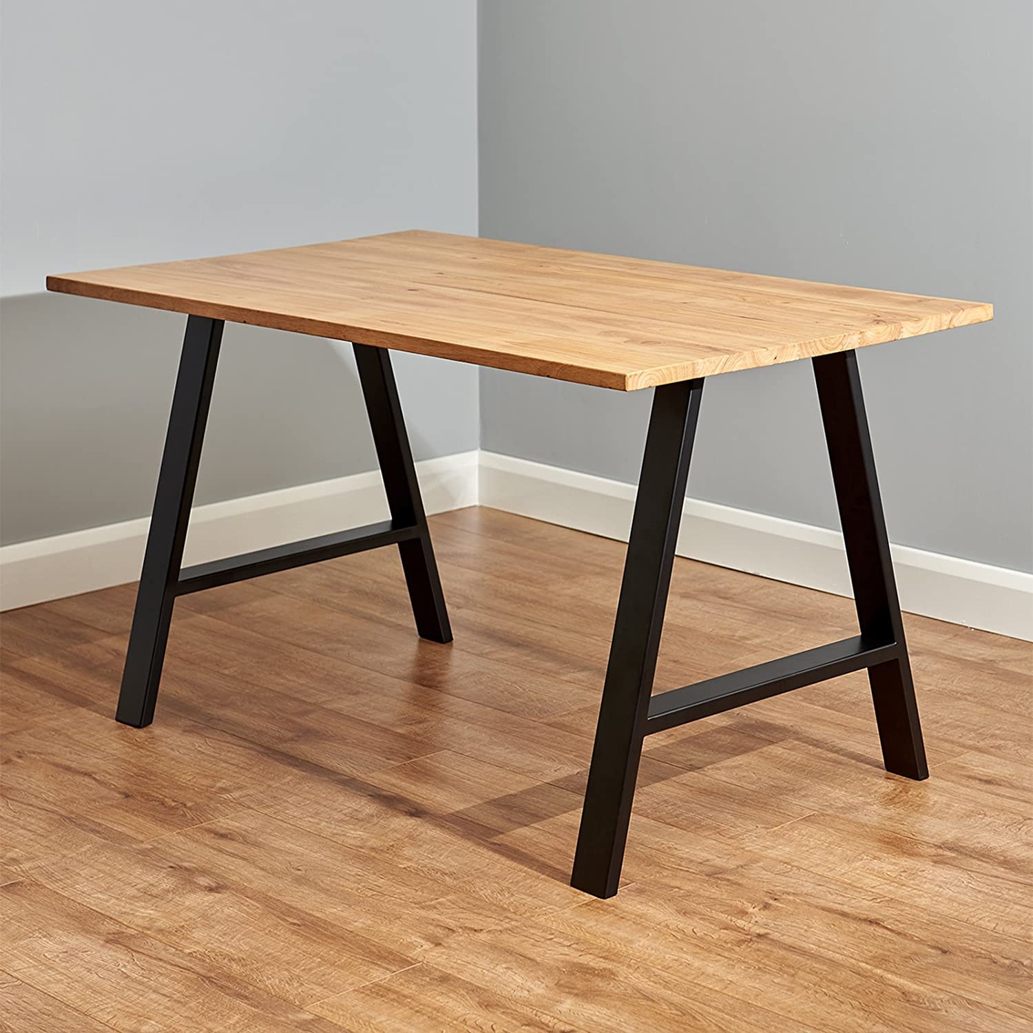X Shaped Frame Legs for Black Industrial Rustic Metal Dining Table in Office Interior