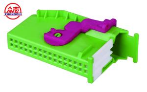 Quality Plastic 32 Pin Automotive Wire Connectors Female With Clip Green Color wholesale