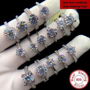 Quality 18k White Gold Solitaire Moissanite Engagement Rings 2 Carat Wedding Bands wholesale