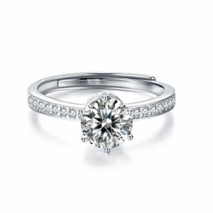 Quality Round Moissanite Jewelry Women 1carat Moissanite Platinum Engagement Rings wholesale