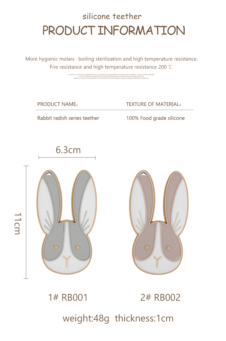 Sheep Bunny Personalised Silicone Teether BPA Free For Newborn Baby