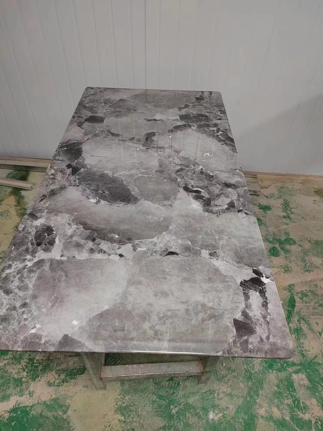 Modern Luxury Tempered Art Glass With Marble Printing Glass Top For Dining Room Table