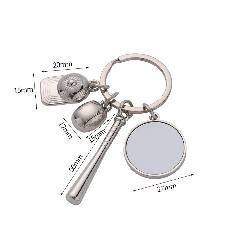 DIY Custom Sublimation Rugby Cap Keychain Baseball Football World Cup Metal Keychains For Sublimation Photo Transfer