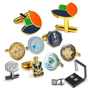 Quality Metal Custom Cufflinks Gift Set Engraved Gold Cufflinks Mens Accessories wholesale