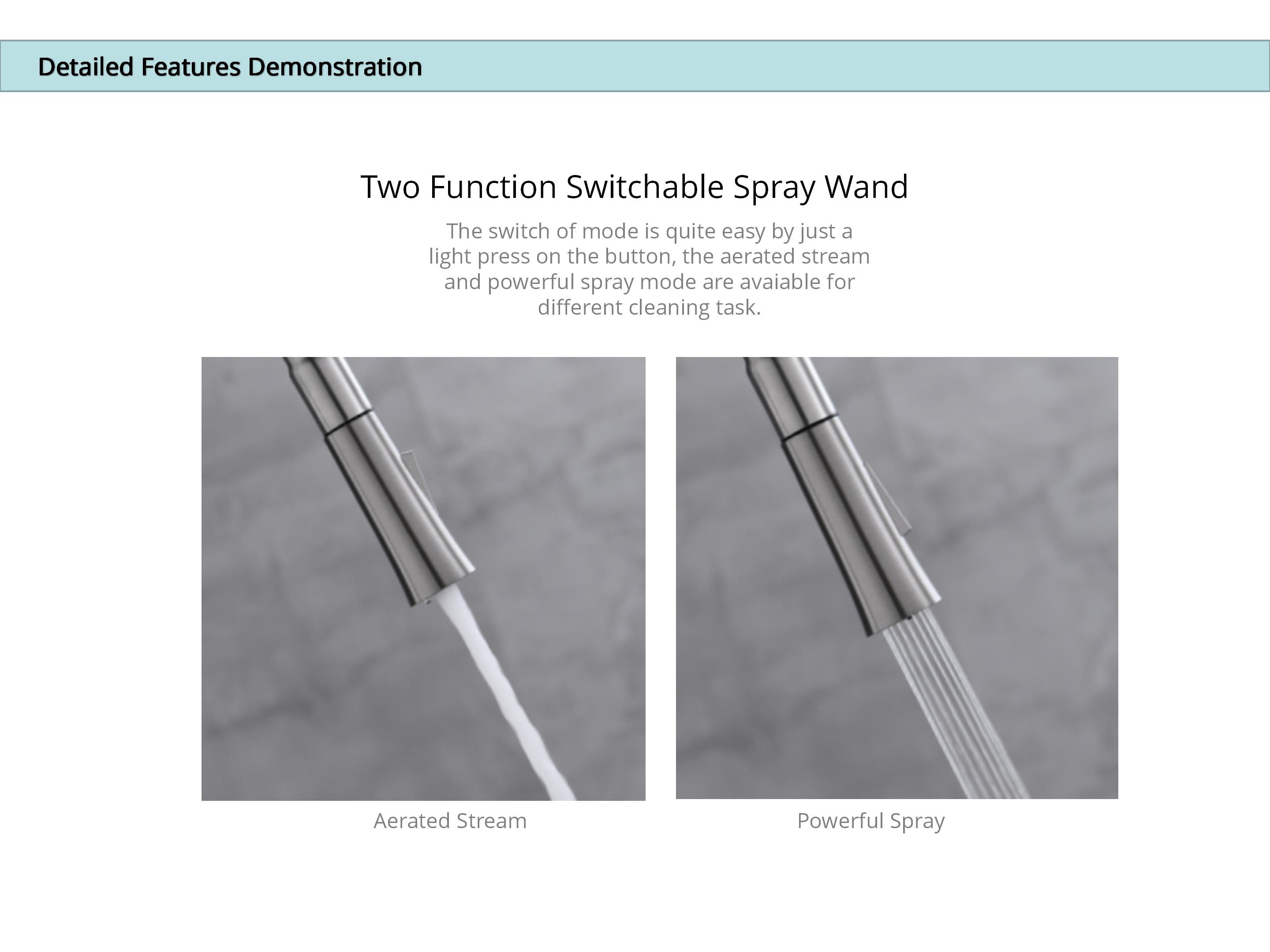 SUS304 Brushed Nickel Pull Out Tap / PEX Hose Retractable Kitchen Tap