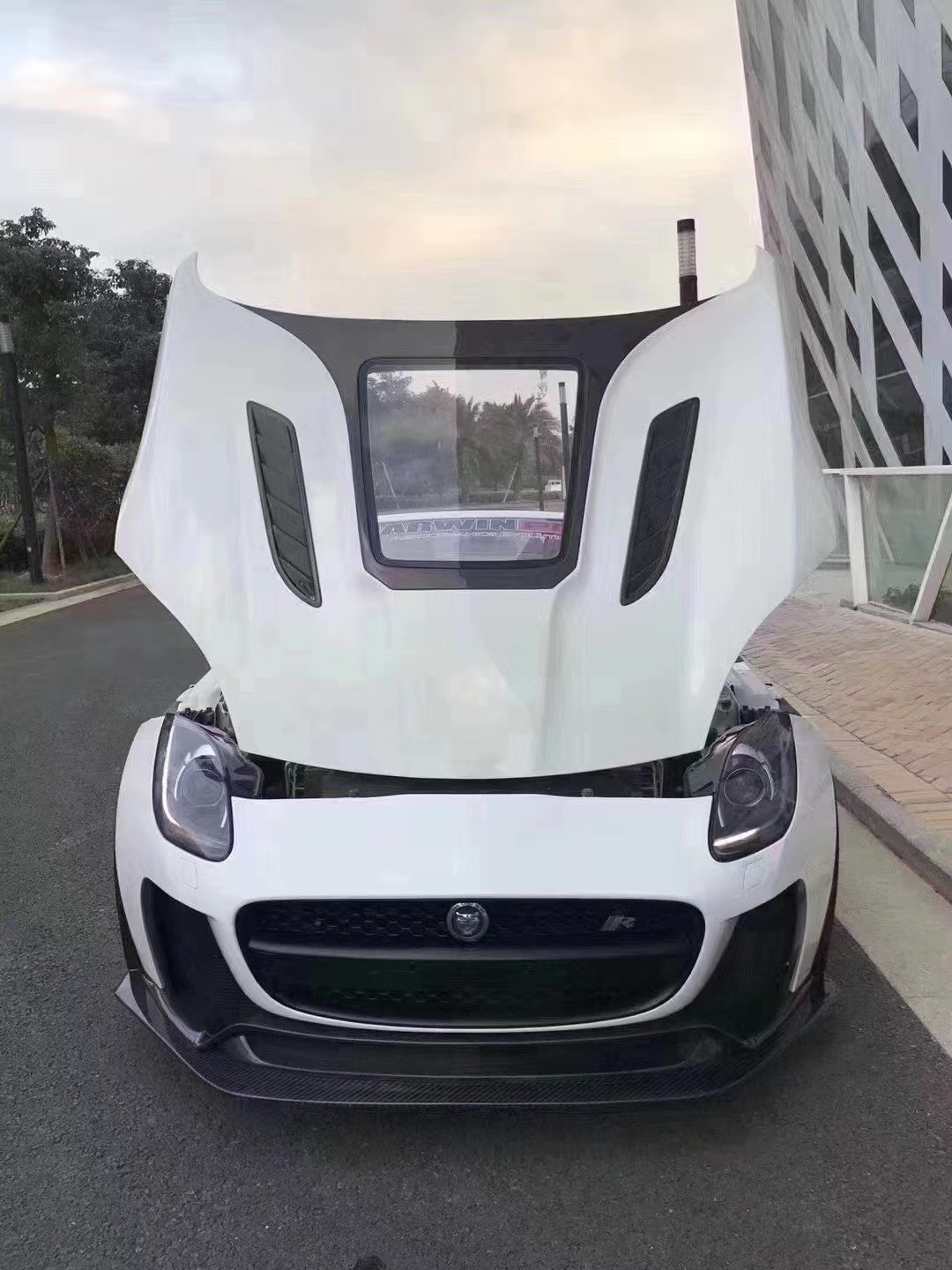 High Quality Carbon Fiber F-type Carbon Fiber Hood for Jaguar F-Type Upgrade IMP Style Hood