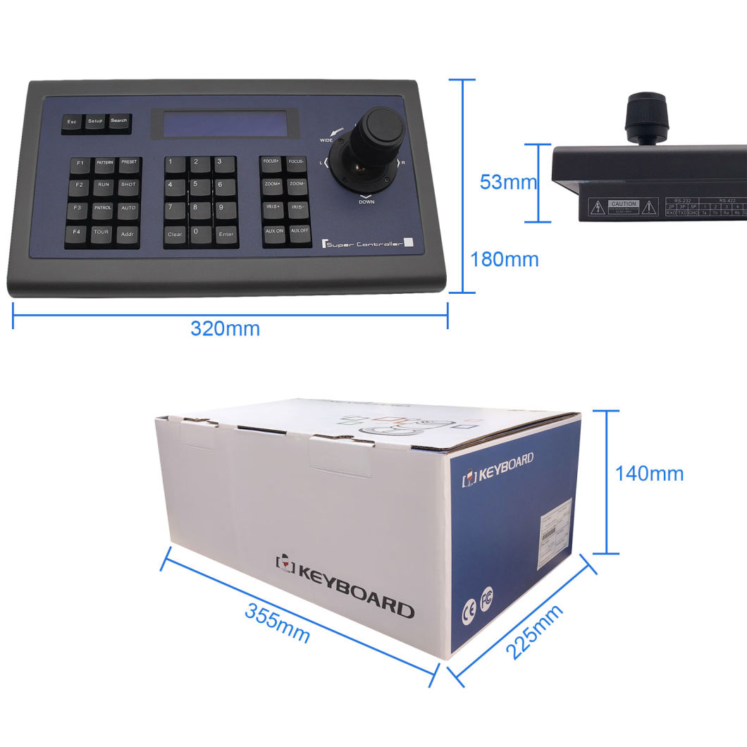 LCD Display PTZ Joystick Controller Keyboard 255 Presets Support