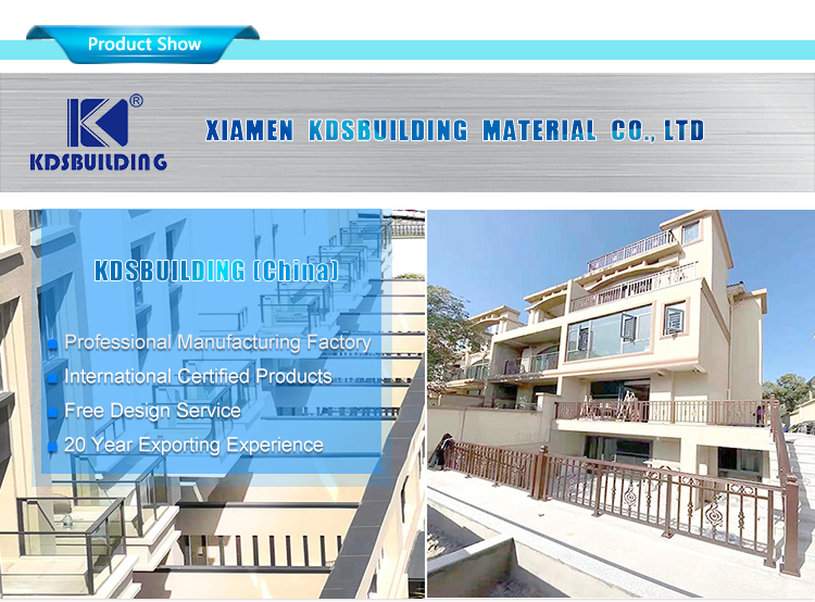 Metal Building Balcony Railing Tempered Double Glazed Aluminium Iron Baluster