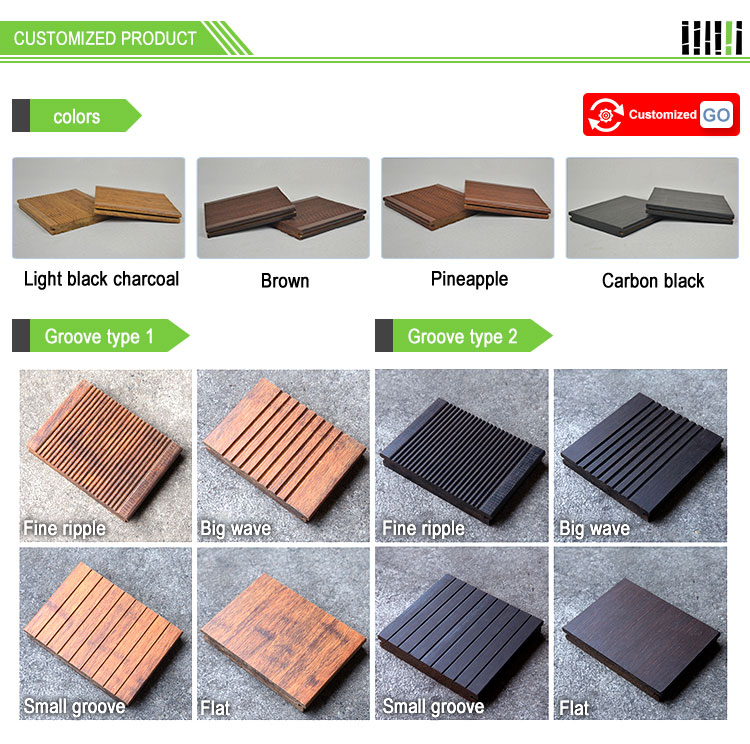 Co Extrusion Interlock Strand Woven Bamboo Flooring 18mm Thickness Long Life