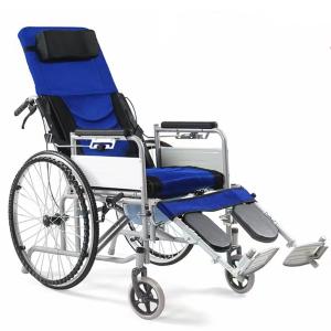 Quality Hospital Lightweight Collapsible Wheelchair Blue Orange Light Foldable Wheelchair wholesale
