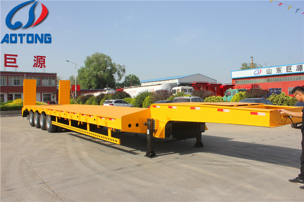High Capacity 4 Axle Hydraulic Detach Neck Semi-Trailer for Excavator Transportation