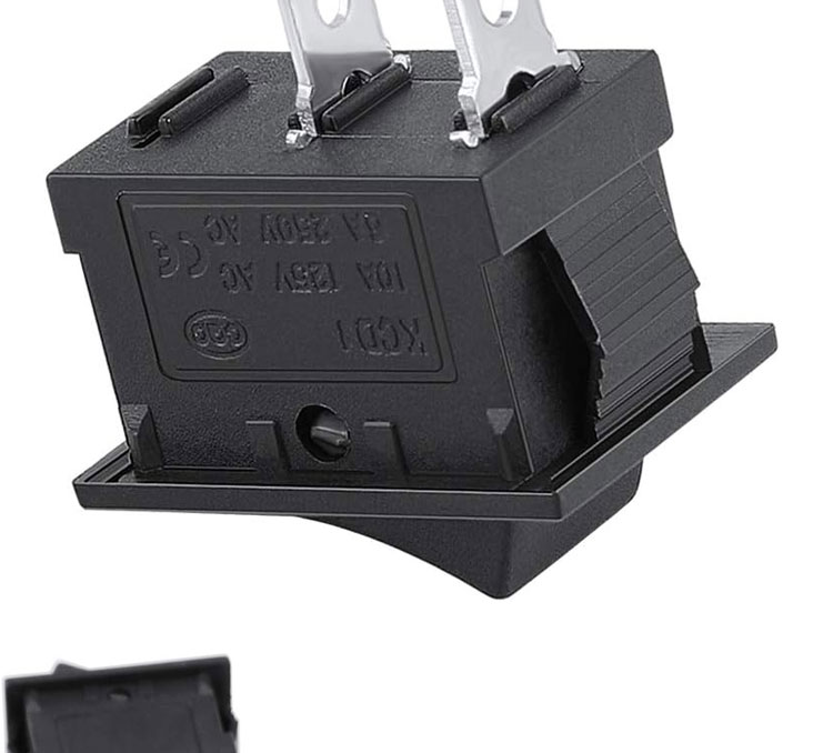 AC 6A/250V 10A/125V Black 2 Pin Position Snap in ON OFF Electrical Boat Rocker Switch