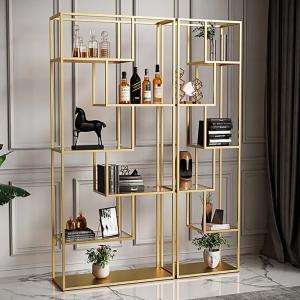 Quality Modern Light Luxury Stainless Bookshelf Steel Office Display Floor Bookcase wholesale