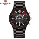 Black Dial Black Ebony Wood Chronograph Wrist Watches