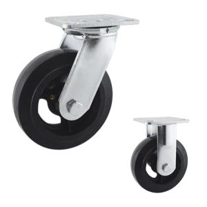 Quality Rubber 150mm 510lbs Loading Heavy Duty Casters With Side Brake wholesale