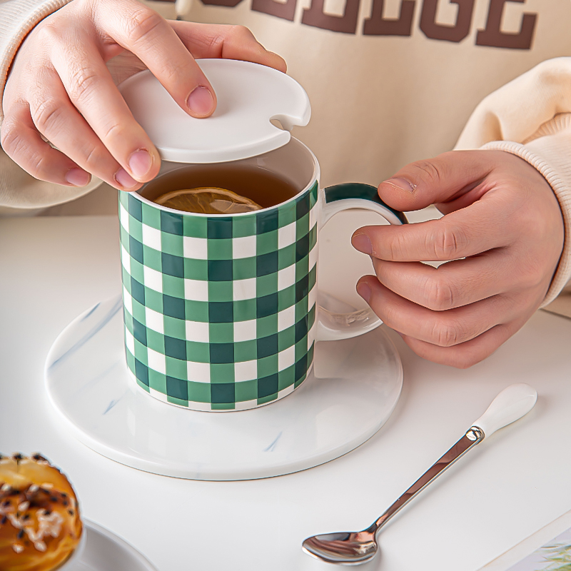 Custom Porcelain Taza Navidad Green Mosaic Ceramic Cup For Business Relationships