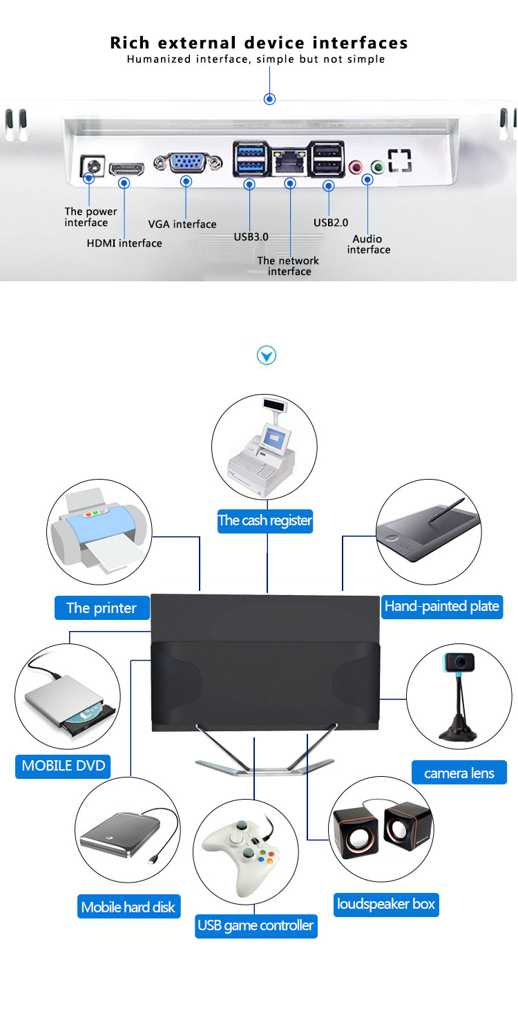 2025 21.5 All In One Pc Office Desktop Intel I3 I5 I7 3rd Gen Upgrade To 11th Gen Computer Gaming Panel Pc With Webcam