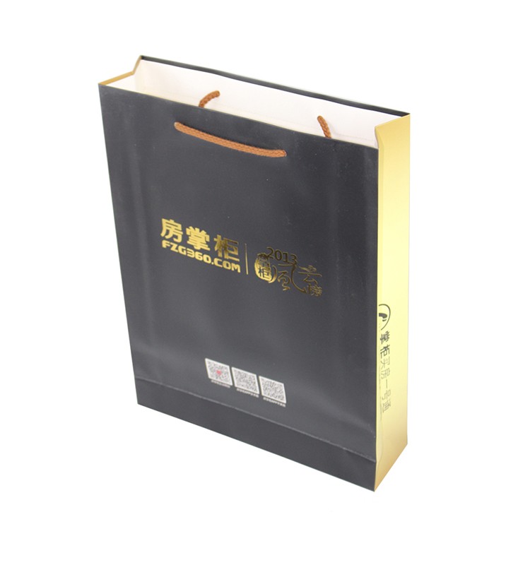 Recyclable Kraft Paper Tote Bag Hot Foil / UV / Varnish Christmas Gift Wrap Bags