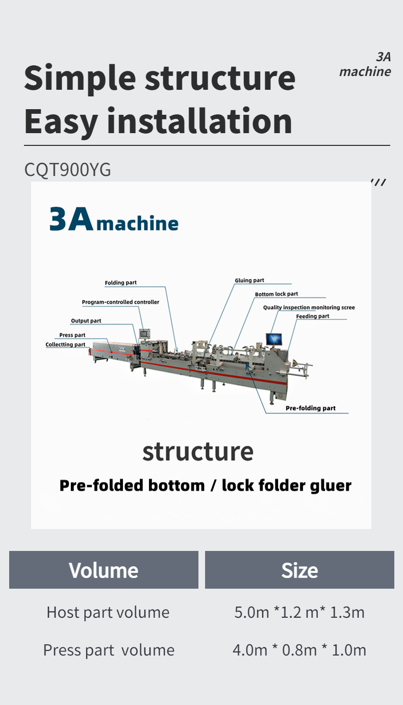 CQT900YG-2 Pre-Folded Bottom Lock Packaging Box Making Machine for High Productivity