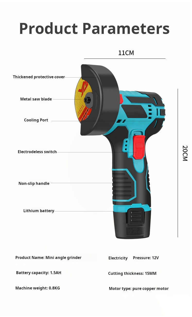 12V Lithium Angle Grinder Wireless Angle Grinder For Easy Cutting