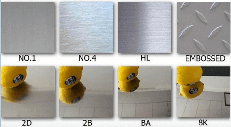 Surface Finish for Stainless Steel Sheet Plate Coil Strip - 1C 1E 1D 1U BA 2B 2C 2D 2E 2H 2R 2Q