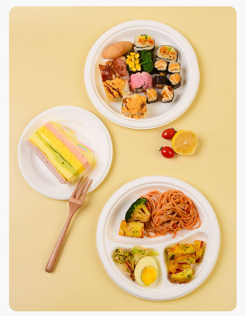 Natural Bagasse Round Premium Biodegradable Plates Disposable