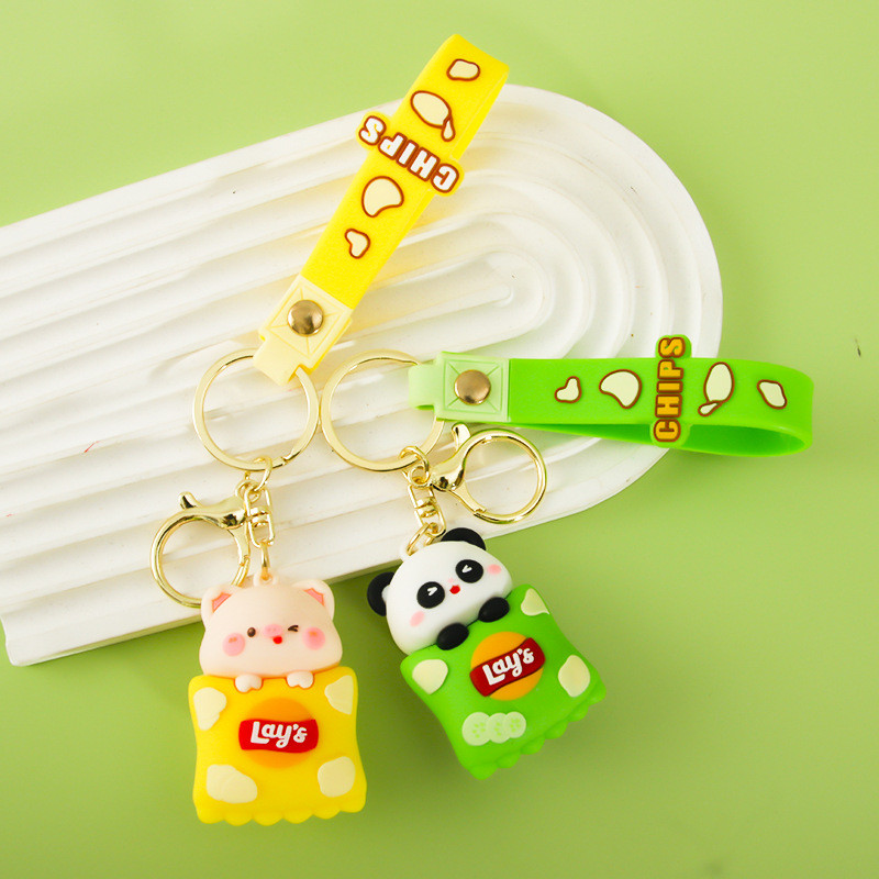 Panda Custom Keychain Charms For Girls Kids , Rubber Animal Purse Backpack Charm Pendant