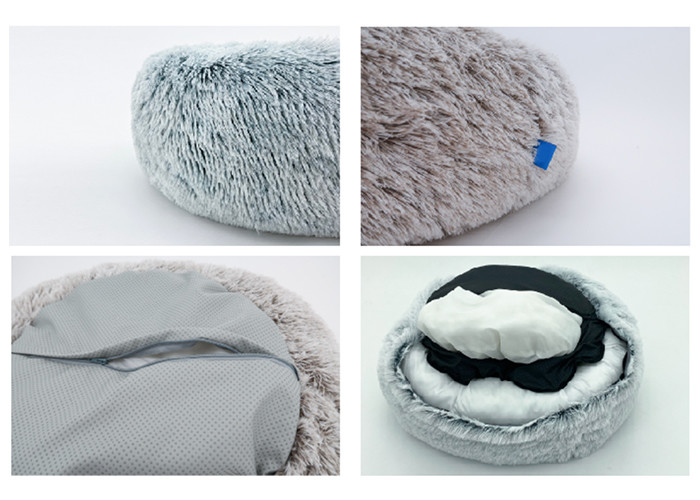 Soft Plush Round Donut Faux Fur Washable Dog Bed 23.6 Inch 60cm