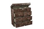 6 Drawers Leather Storage Trunk Brown Color 1M Height Copper Nails For