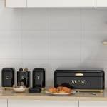 Square Kitchen Storage Bread Containers Crown Series Metal Bread Bin Set For Tea