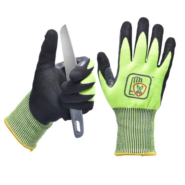 Yellow Cut Resistant Safety Working Gloves C Power Grip Rubber Hand Gloves For