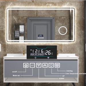 Quality Polished Silver Tempered Glass Bathroom Mirror , Safety LED Bathroom Mirror wholesale