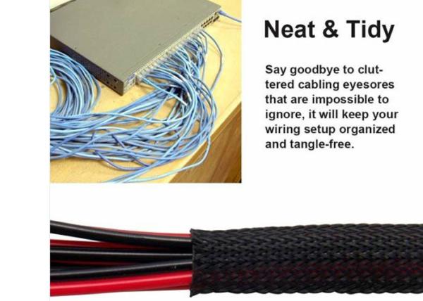 40mm Black PET Expandable Braided Sleeving Cable Management Protection