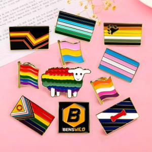 Quality Rainbow Metal Enamel Pins Company Custom Button Badge Pin 1 Inch wholesale
