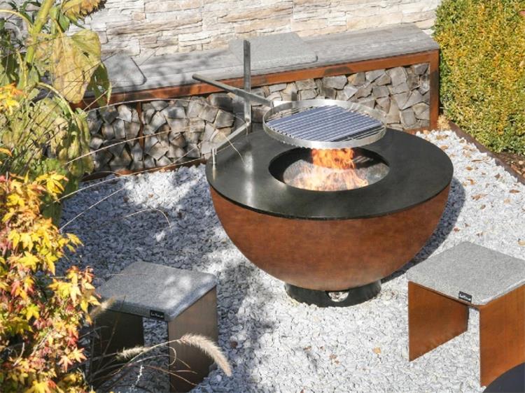 Custom Hemisphere Barbecue Plancha Corten Steel Camping Fire Pit Grill
