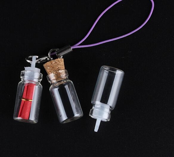 1ml transparent glass cork bottle sealed plastic cover small sample bottle wishing bottle pendant wholesale