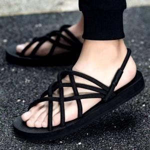 Quality Lightweight Black Casual Sandals Womens Anti Skid Rubber Sole wholesale