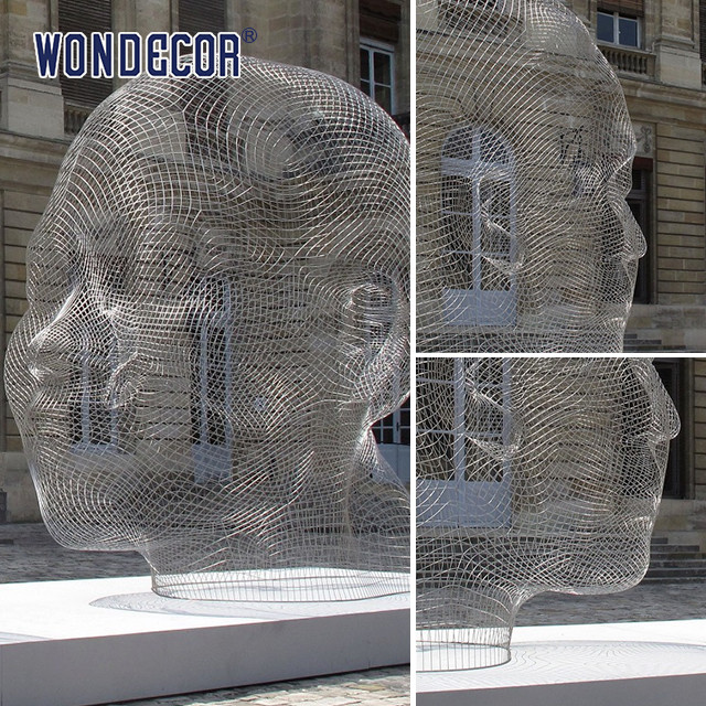 Outdoor metal art abstract hollow wire mesh human head stainless steel sculpture