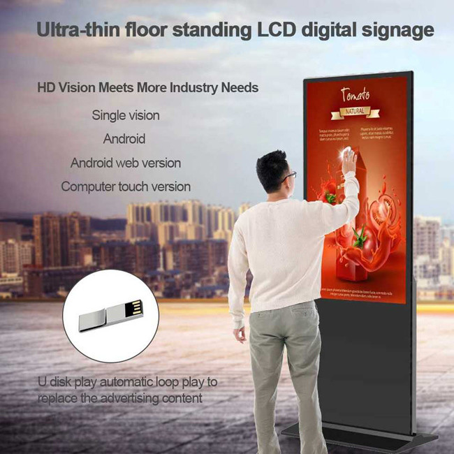CNAS Floor Standing LCD Digital Signage Android OS Free Standing Kiosk