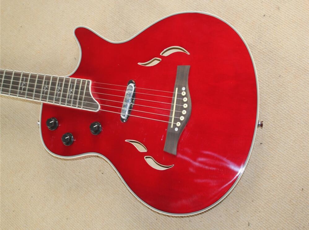 Wholsale Factory custom 21frets T5 classic semi-hollow red Electric guitar with rosewood fingerboard,can be customized