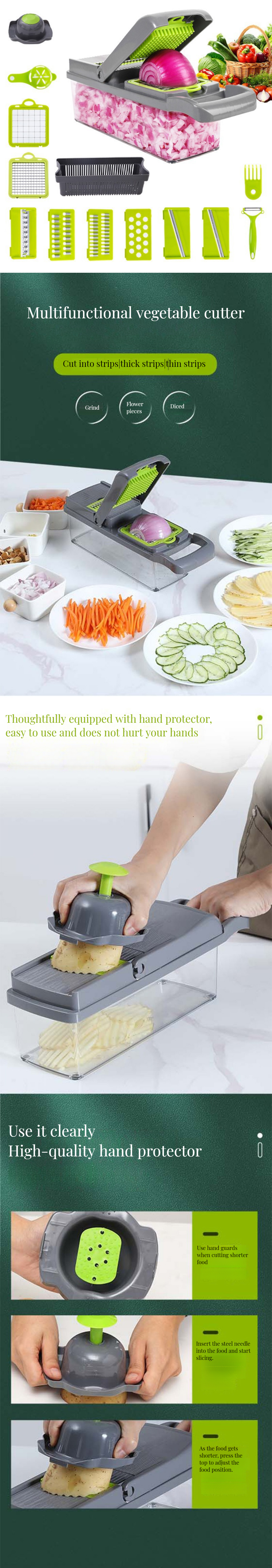 Multifunctional Stainless Steel Vegetable Cutter for Household Dicing and Shredding