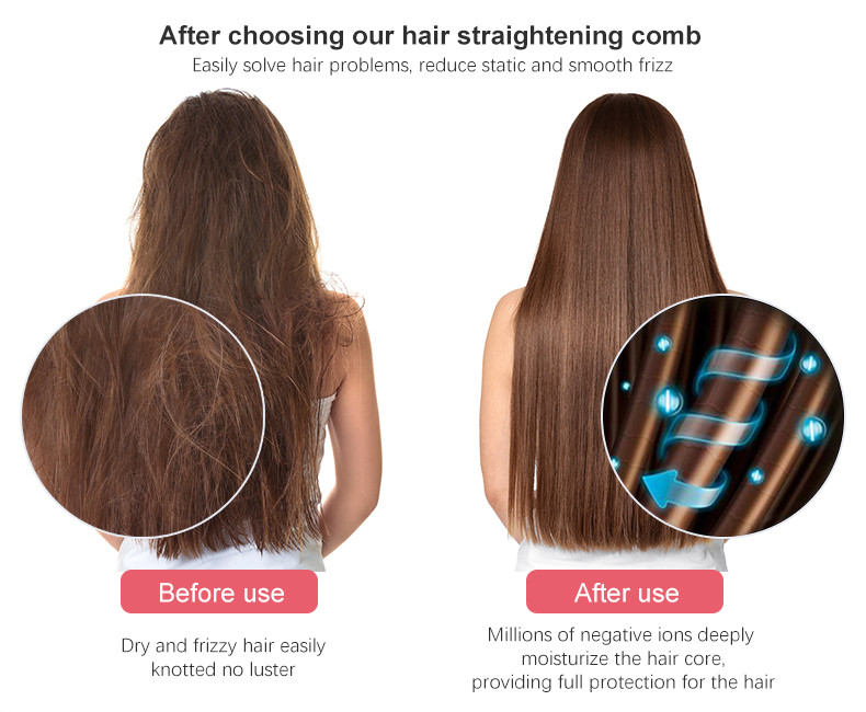 Fast Heating Electric PTC Hair Straightening Comb With Clip 100-240V