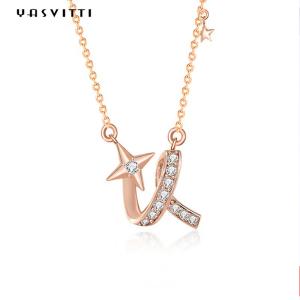 Quality 2g 17.7in Sterling Silver Jewelry Necklaces 18k Ceremony Twisted Gold Star Necklace wholesale