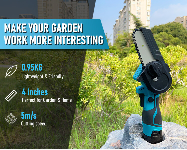 Electric 4 Inch One-Hand Woodworking Lithium Battery Pruning Chainsaw Cordless Power Tool
