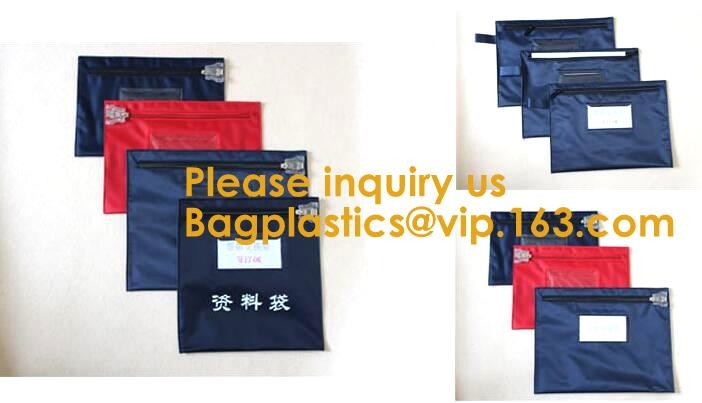 Zipper Vinyl PVC Leather Bank Deposit Bags Bank Deposit Bag With Key Ring,Locking Courier Bag 1000 Denier Nylon Combinat
